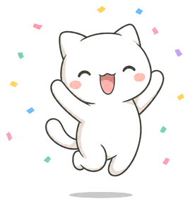 Kit the cat jumping for joy with confetti