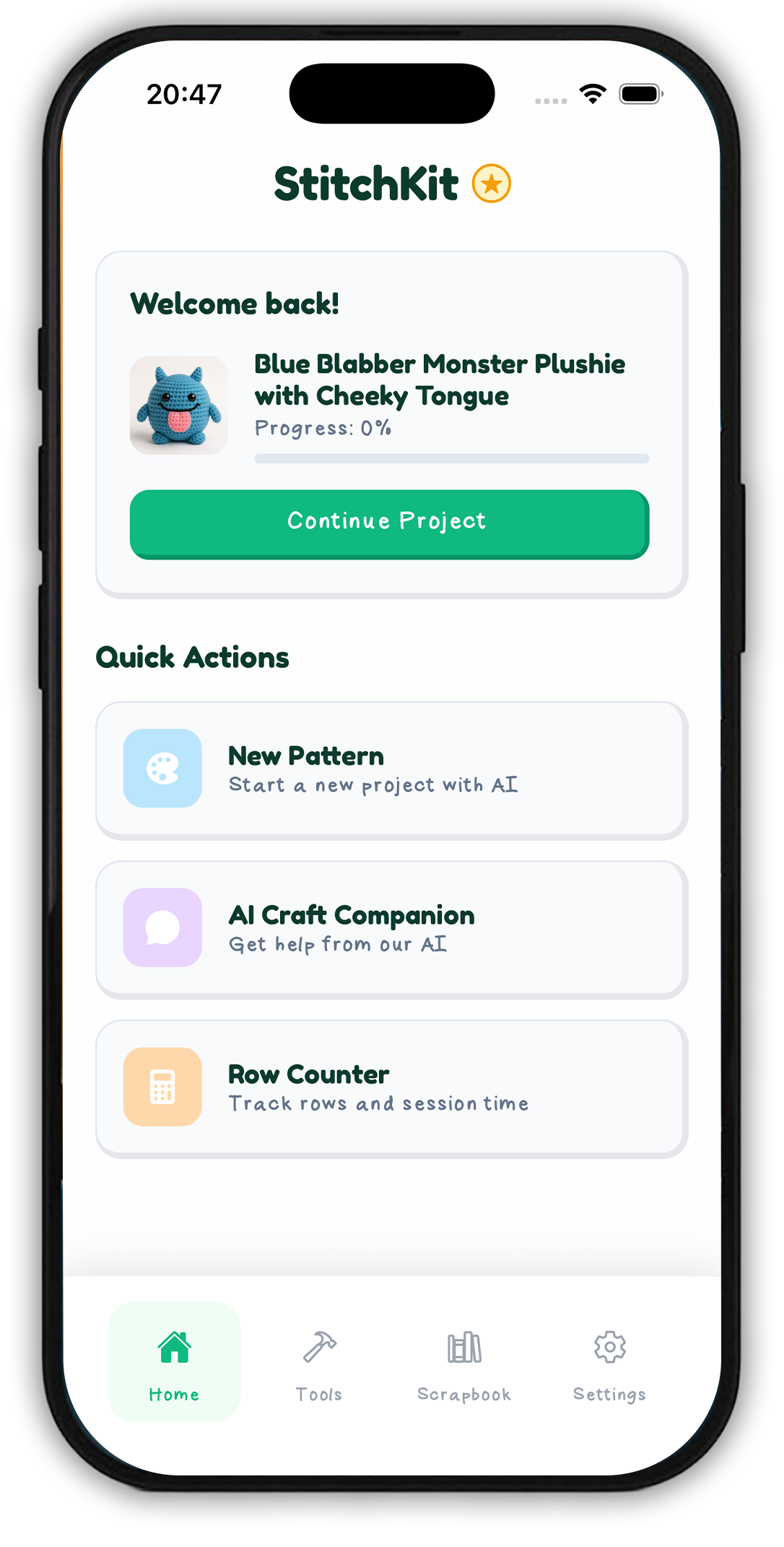 StitchKit Home Screen